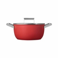 Smeg Faitout Bas Aluminium Antiadhésif 24 Cm Rouge Mat Avec Couvercle Verre Trempé -fournitures de cuisine boutique 133003 1 1 Faitout bas aluminium antiadhesif 24 cm rouge mat avec couvercle verre trempe Smeg