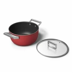 Smeg Faitout Bas Aluminium Antiadhésif 24 Cm Rouge Mat Avec Couvercle Verre Trempé -fournitures de cuisine boutique 133003 2 1 Faitout bas aluminium antiadhesif 24 cm rouge mat avec couvercle verre trempe Smeg