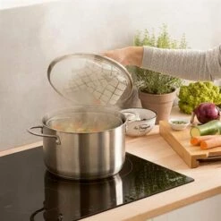 Faitout Inox 24 Cm Avec Panier Passoire Rotatif Et Couvercle En Verre 6,7 L -fournitures de cuisine boutique 273095 3 4 Faitout inox 24 cm avec panier passoire rotatif et couvercle en verre 6 7 L Mathon