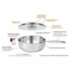 Faitout Avec Couvercle Inox Castel'pro 24 Cm -fournitures de cuisine boutique 27672 4 6 Faitout avec couvercle inox Castel pro 24 cm Cristel