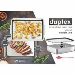 Plat à Four Inox Extra Profond Avec Couvercle Duplex -fournitures de cuisine boutique 371003 4 1 Plat a four Inox extra profond avec couvercle Duplex Inoxriv