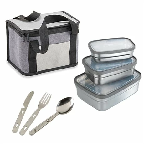Kit Sac Isotherme, Set De Couverts Et 3 Lunch Box En Inox 3 Kit Sac Isotherme, Set De Couverts Et 3 Lunch Box En Inox